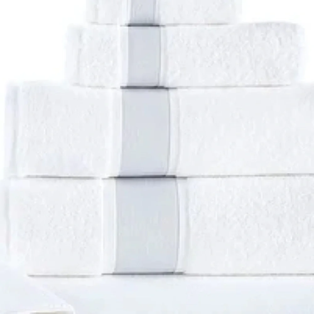Brooks Brothers Towels Ottoman White & Silver 6 Pcs Turkish Cotton Brand New